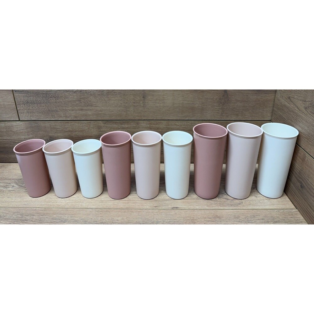 Vintage Tupperware Nesting Tumblers Cups Lot of 9 Mauve Pink Cream 115 116 107